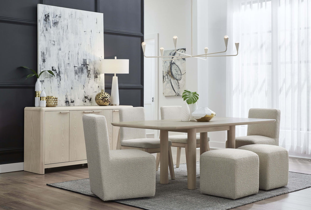 Liv - Fully Upholstered Dining Ottoman - Brun Boucle