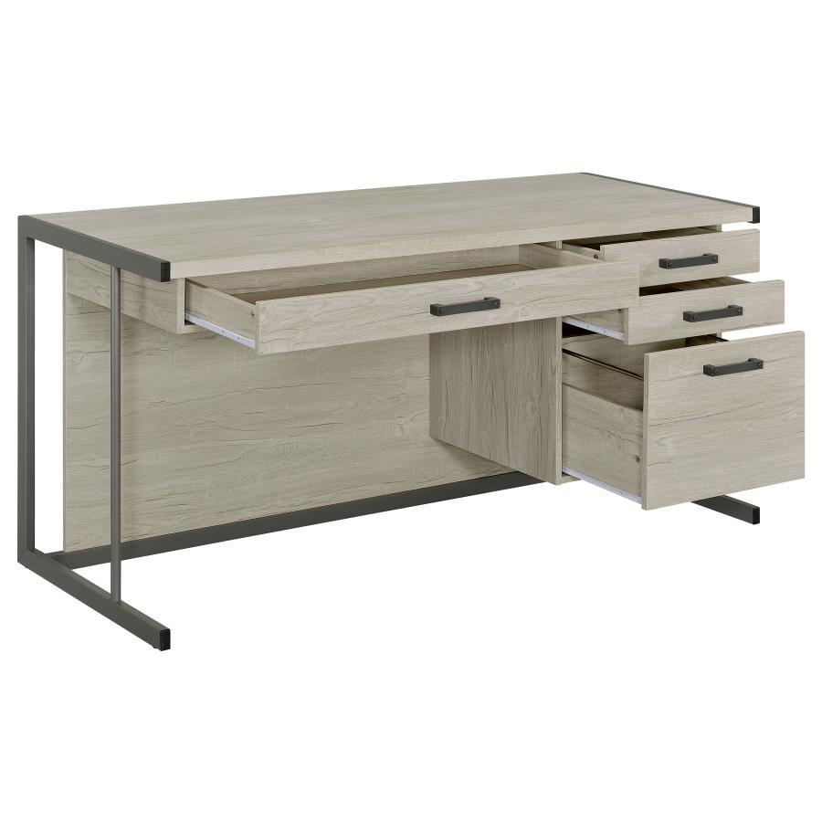 Loomis - 4-Drawer Computer Desk - Whitewashed Gray - Urban Living Furniture (Los Angeles, CA)
