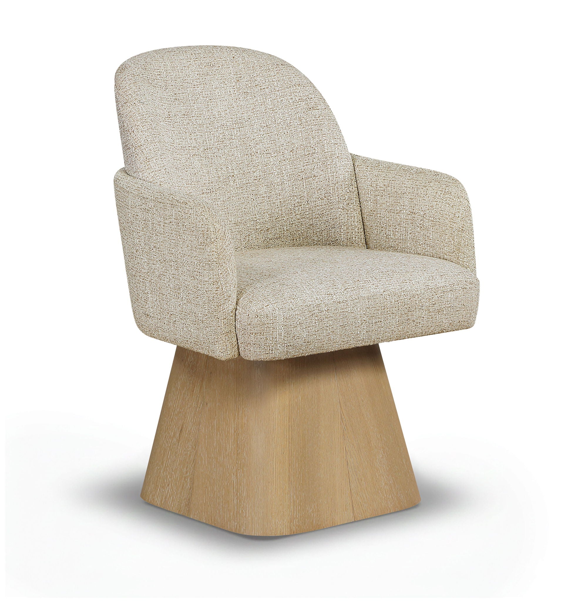 Marlowe - Linen Textured Fabric Upholstered Swivel Dining Arm Chair - Stained Natural - Urban Living Furniture (Los Angeles, CA)