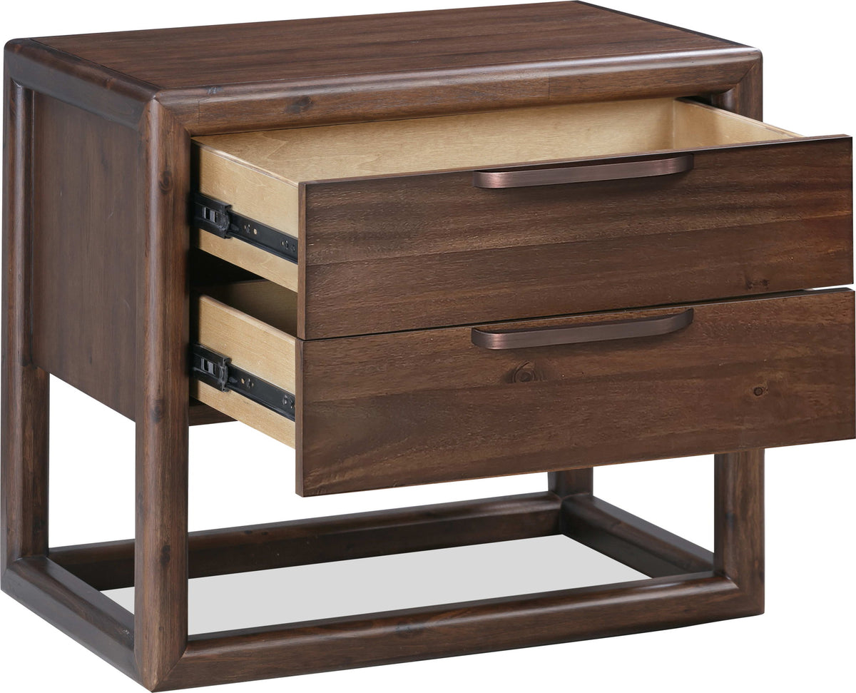 Sol - Two Drawer USB-Charging Nightstand - Brown Spice