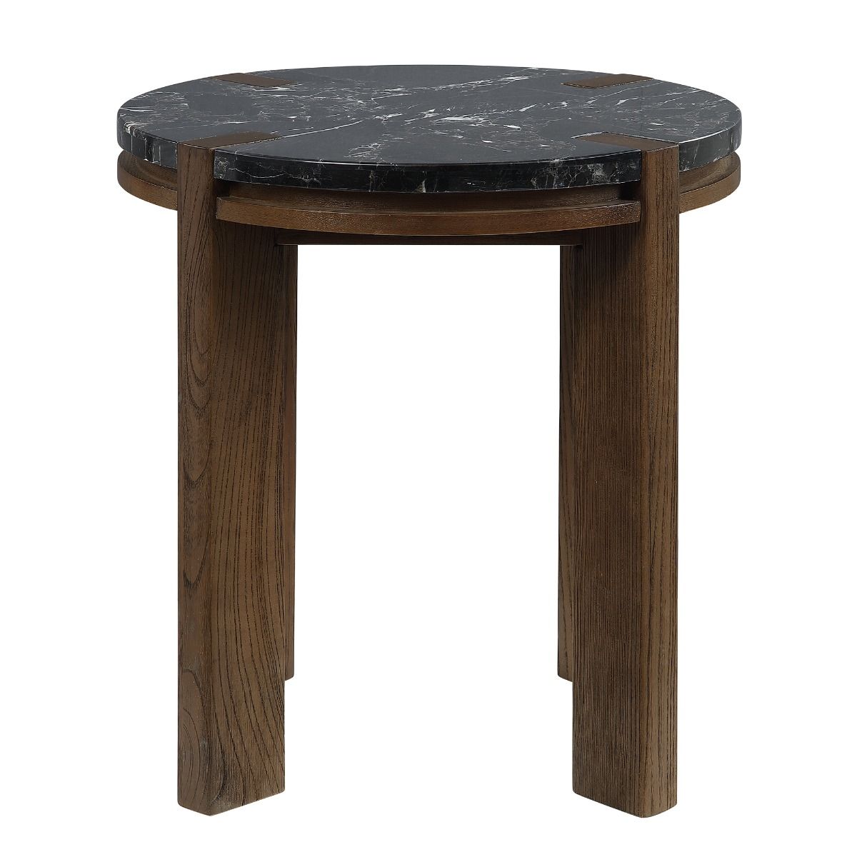 Estella - End Table With Natural Marble Top - Black Top & Walnut - Urban Living Furniture (Los Angeles, CA)