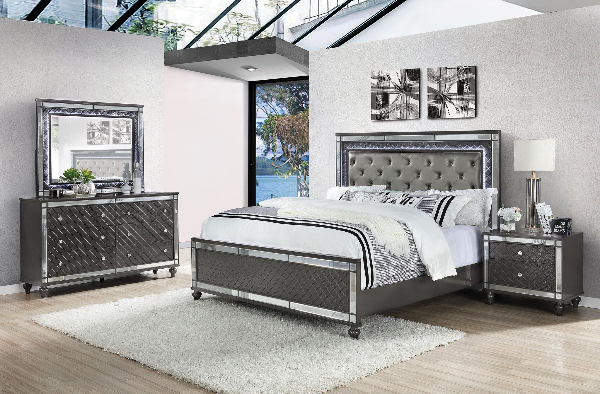 Refino - Bedroom Set - Gunmetal - Urban Living Furniture (Los Angeles, CA)