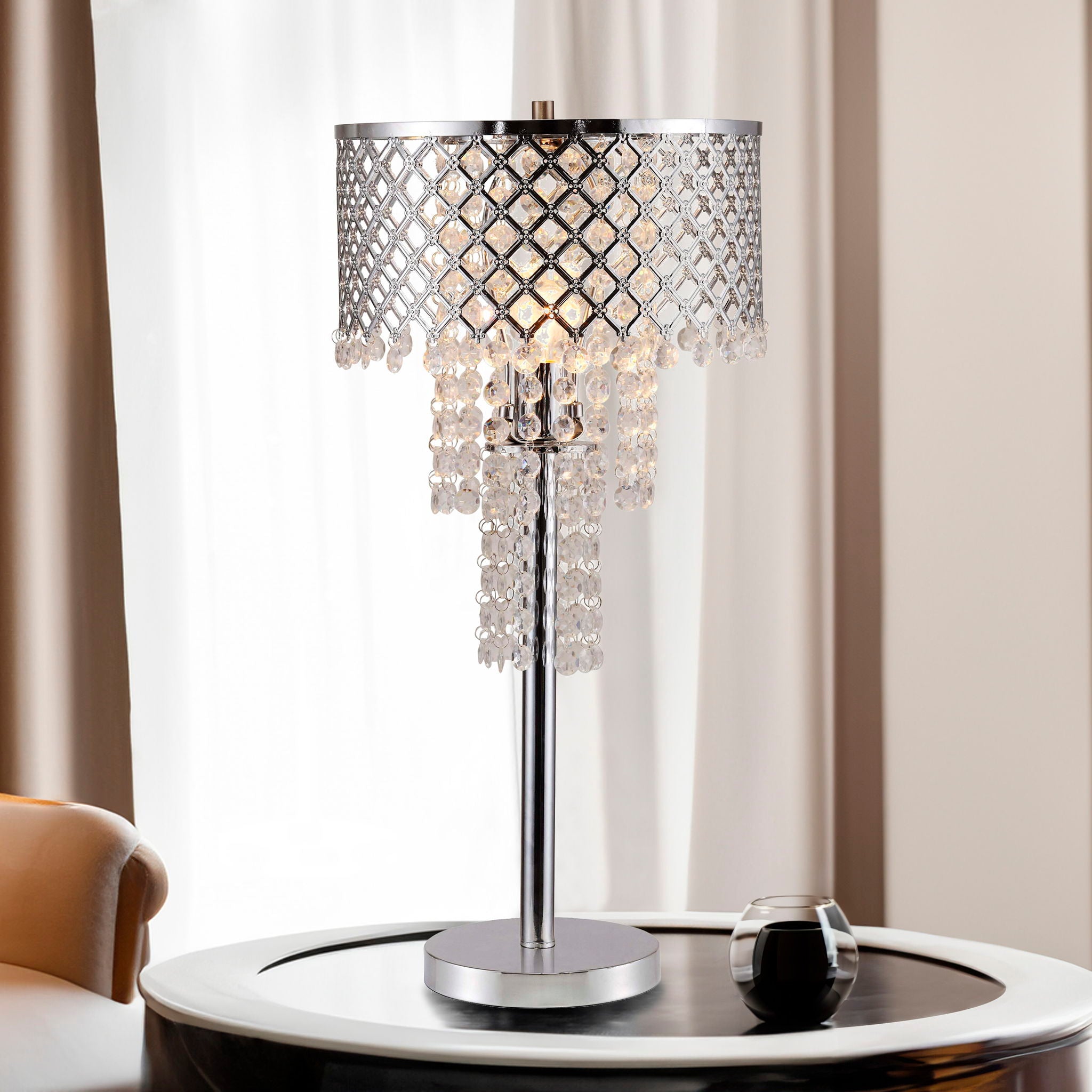 Crystal On Mesh - Table Lamp - Chrome - Urban Living Furniture (Los Angeles, CA)
