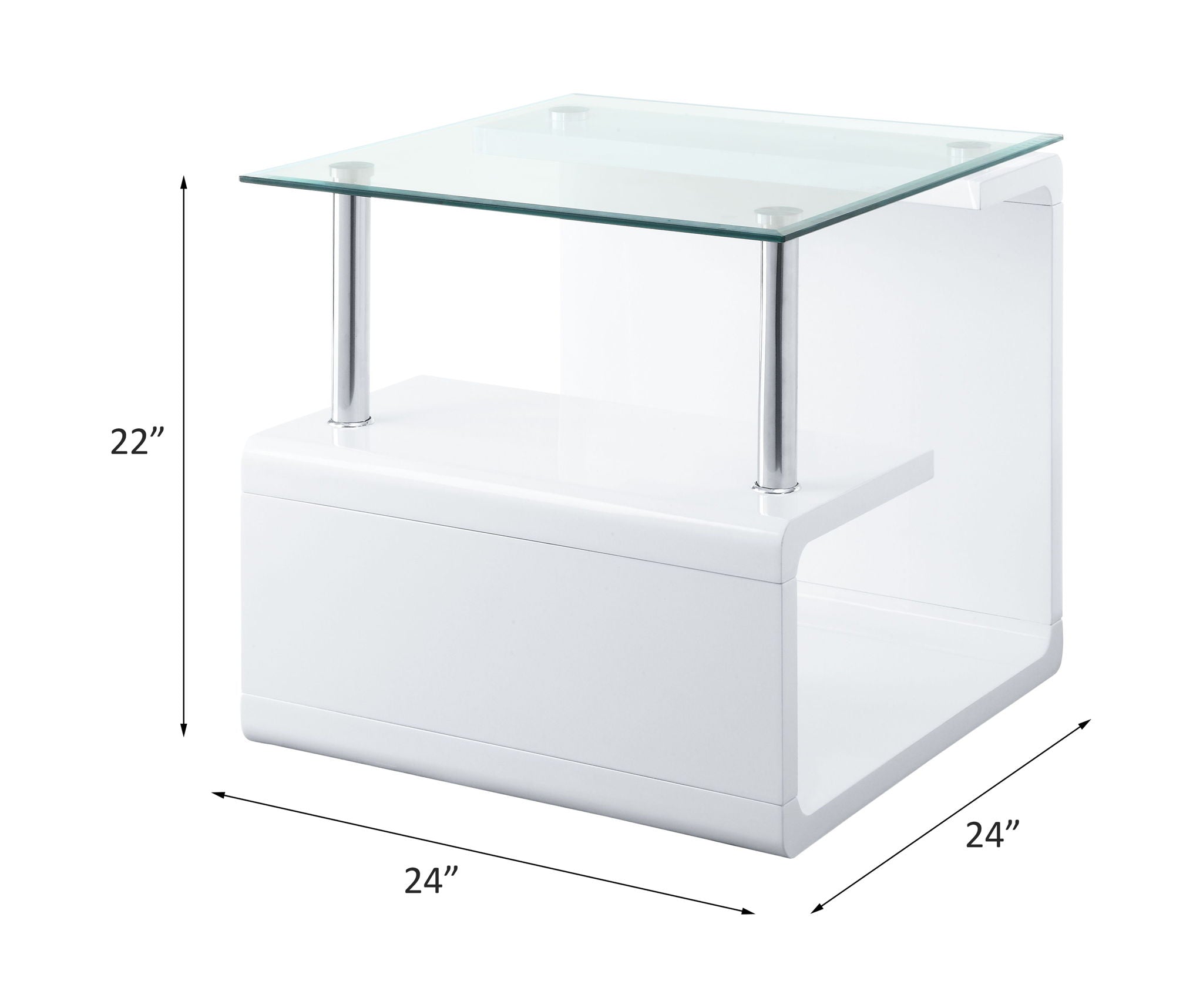 Nevaeh - End Table - Clear Glass Top & White High Gloss - Urban Living Furniture (Los Angeles, CA)