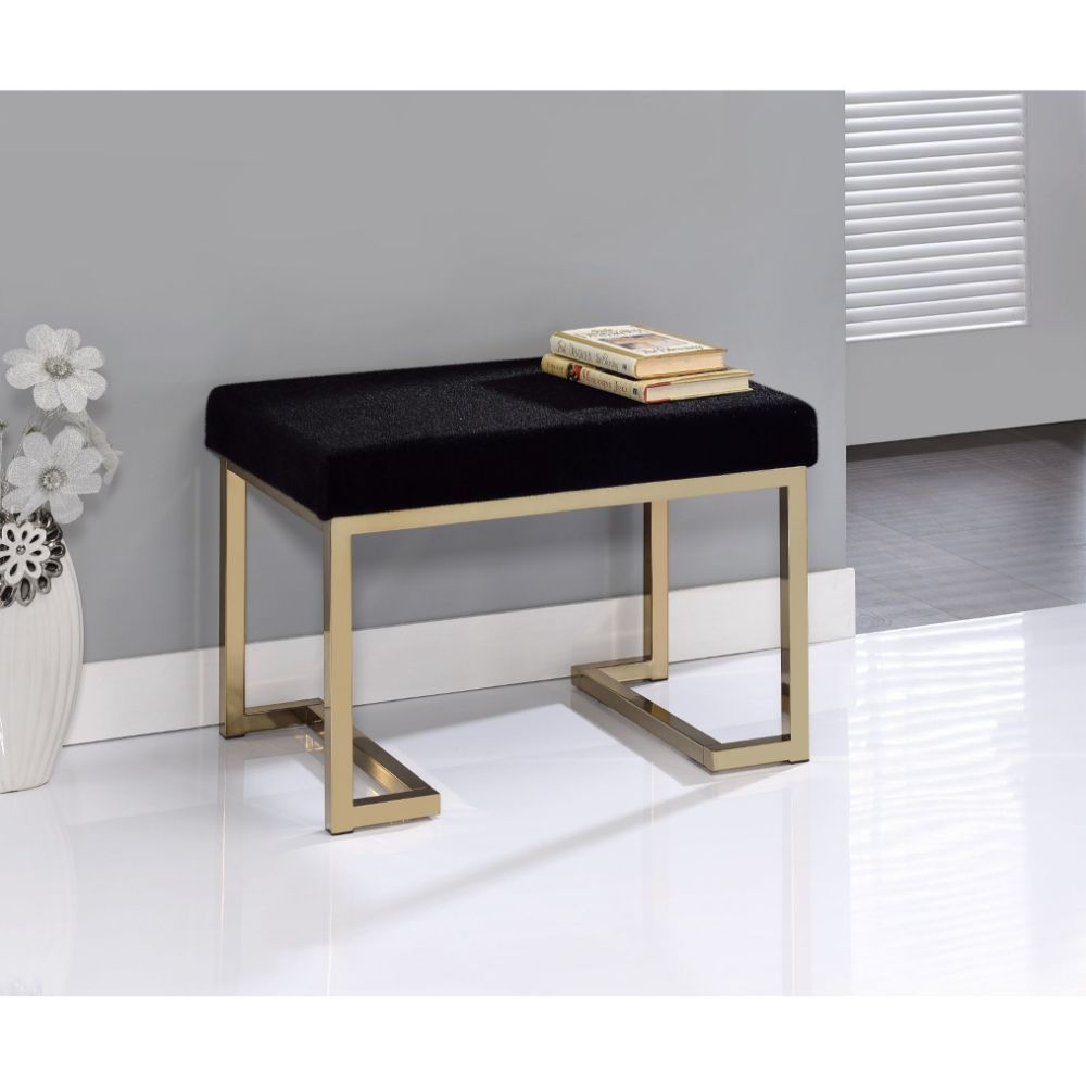 Boice - Ottoman - Black Fabric & Champagne - Urban Living Furniture (Los Angeles, CA)