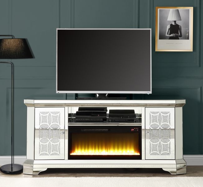Noralie - TV Stand With Fireplace - Mirrored & Faux Diamonds - Urban Living Furniture (Los Angeles, CA)