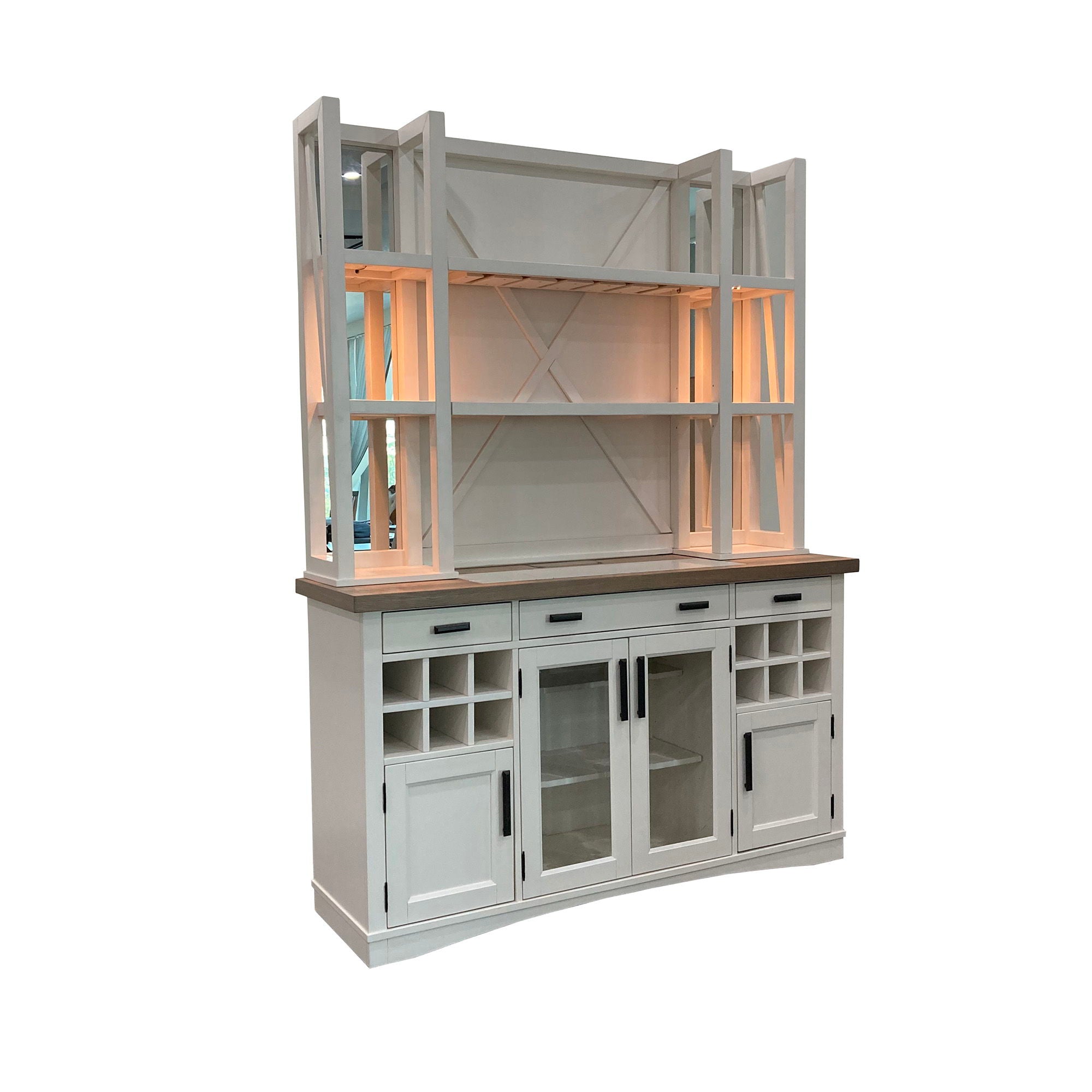 Americana Modern Dining - Buffet And Open Hutch With Quartz Insert - Cotton - Urban Living Furniture (Los Angeles, CA)