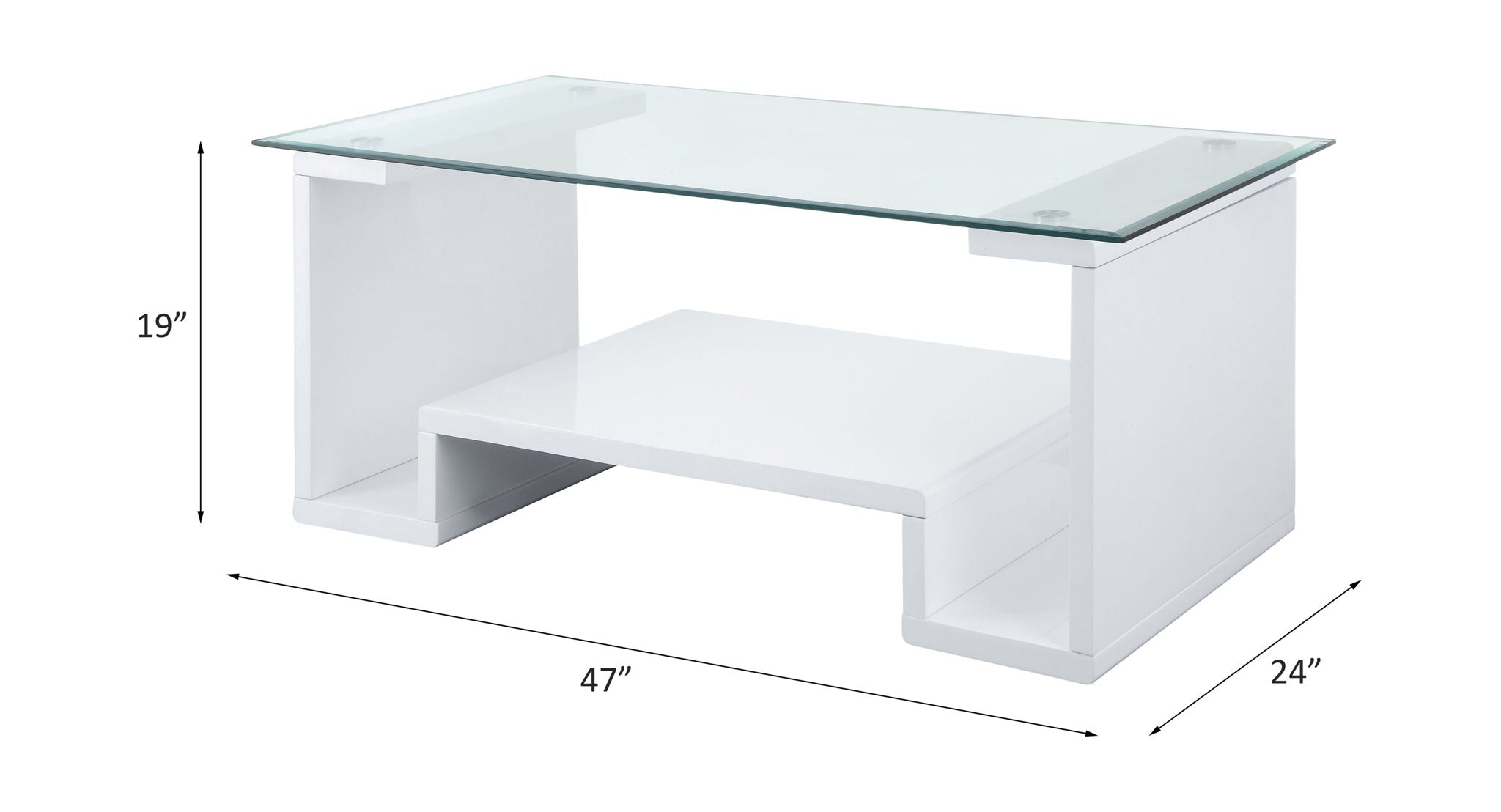 Nevaeh - Coffee Table - Clear Glass Top & White High Gloss - Urban Living Furniture (Los Angeles, CA)