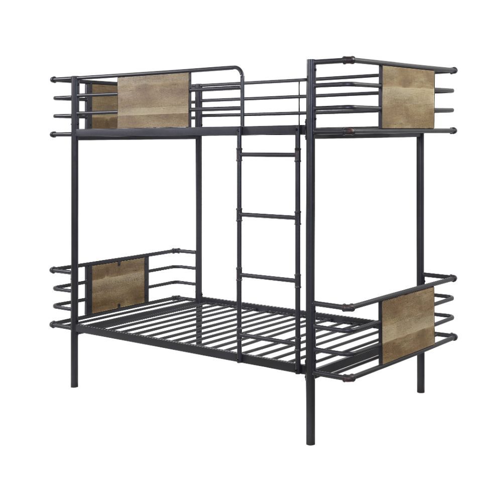 Deliz - Twin Over Twin Bunk Bed - Gunmetal - Urban Living Furniture (Los Angeles, CA)