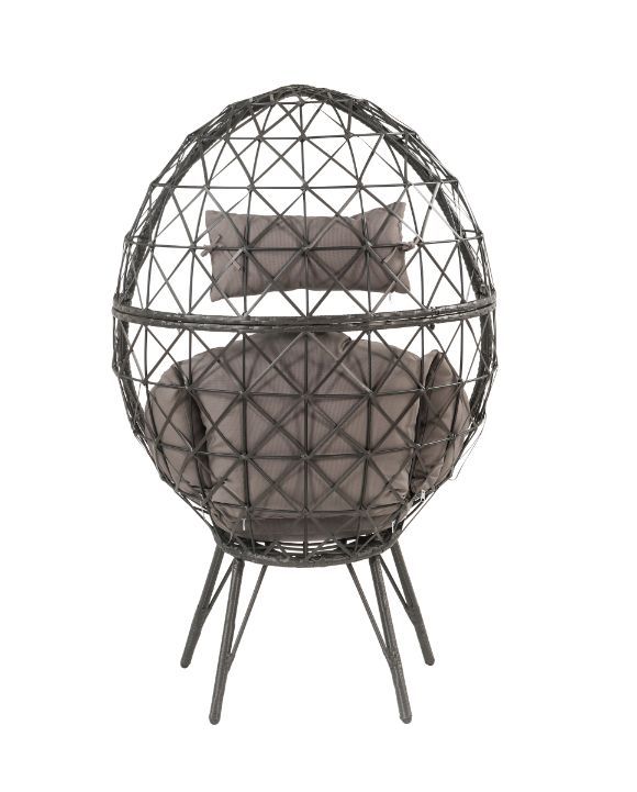 Aeven - Patio Lounge Chair - Light Gray Fabric & Black Wicker - Urban Living Furniture (Los Angeles, CA)