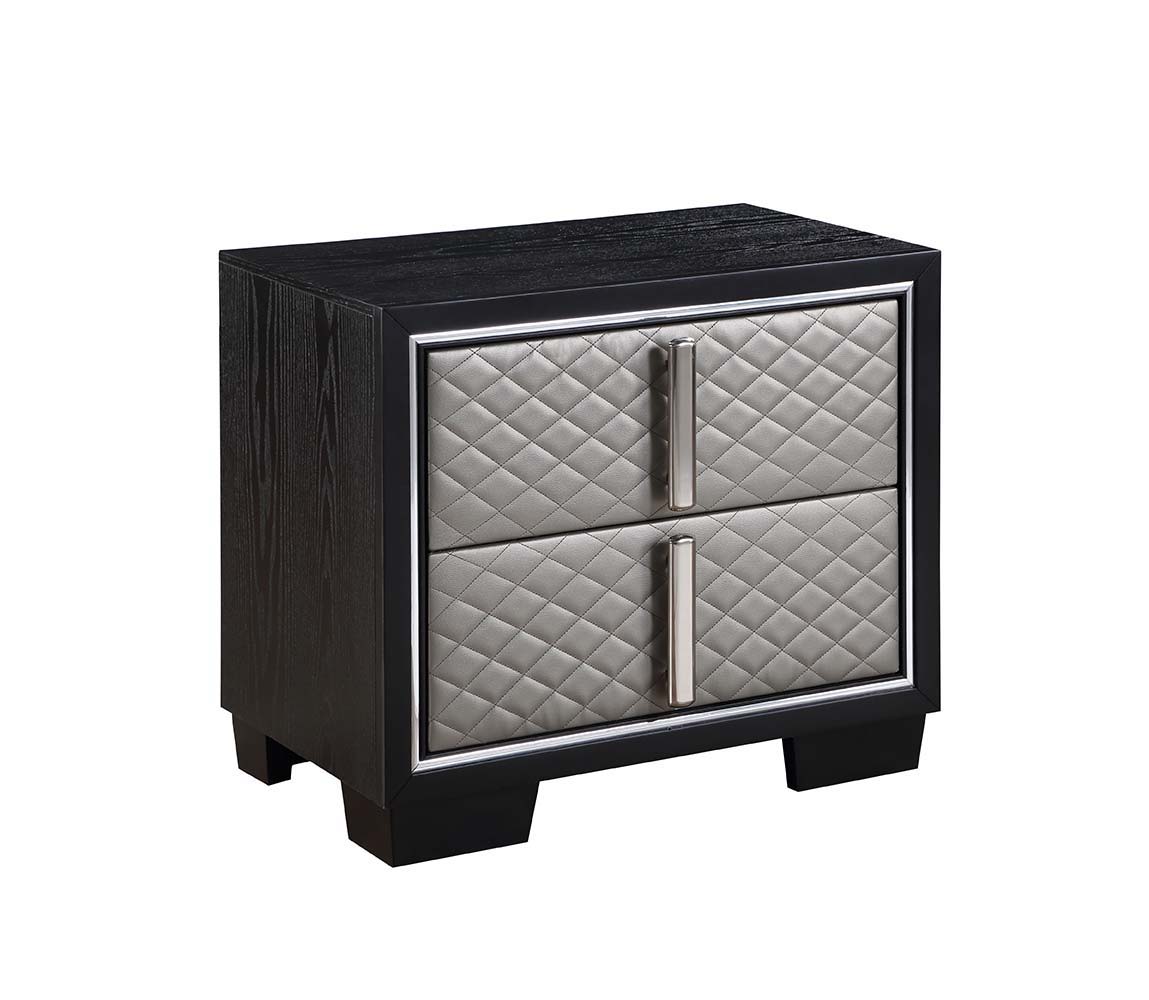 Nicola - Nightstand - Silver Synthetic Leather & Black - Urban Living Furniture (Los Angeles, CA)