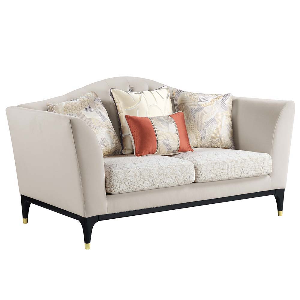 Tayden - Loveseat With 4 Pillows - Beige Velvet - Urban Living Furniture (Los Angeles, CA)
