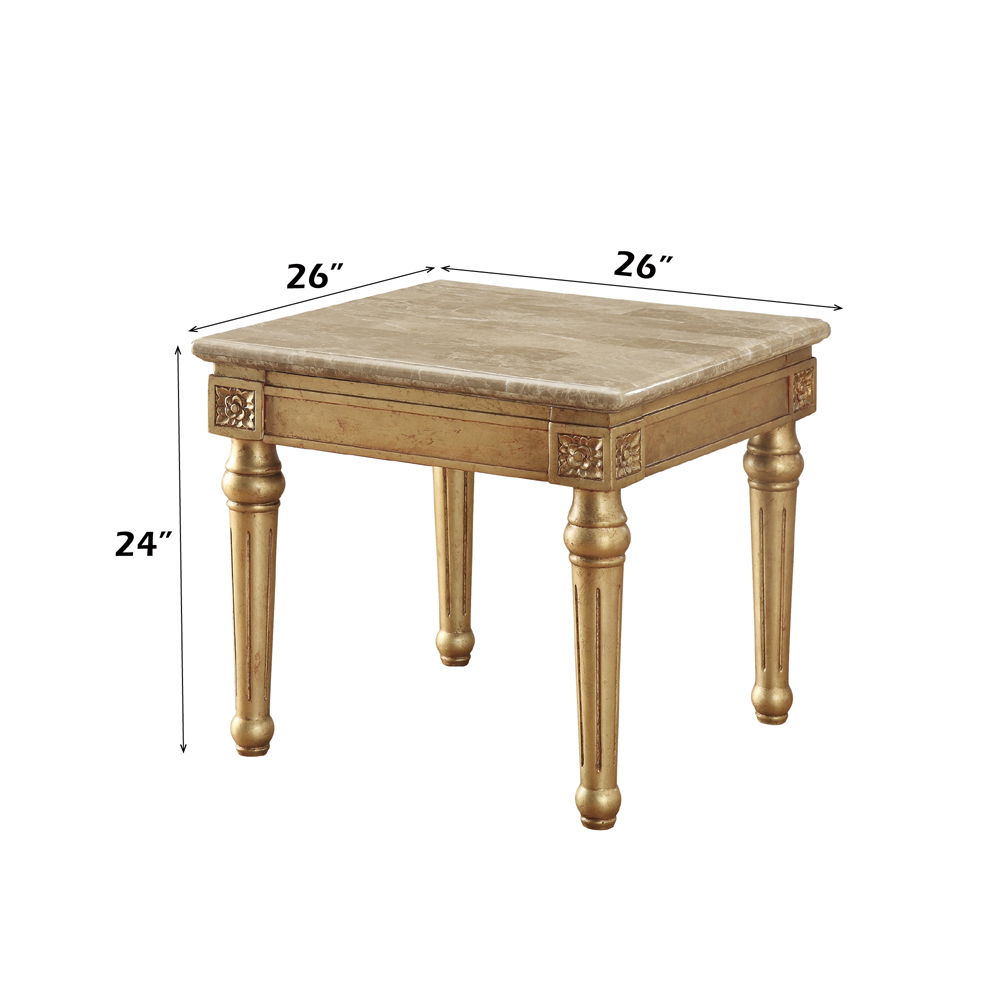 Daesha - End Table - Marble Top & Antique Gold - Urban Living Furniture (Los Angeles, CA)