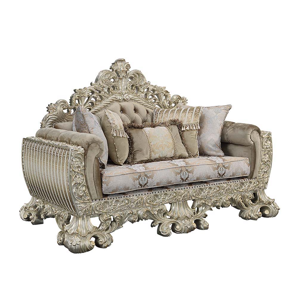 Sorina - Loveseat With 5 Pillows - Velvet, Fabric & Antique Gold - Urban Living Furniture (Los Angeles, CA)