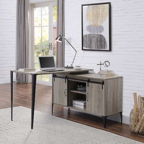 Zakwani - Writing Desk With USB - Gray Oak & Black - Urban Living Furniture (Los Angeles, CA)