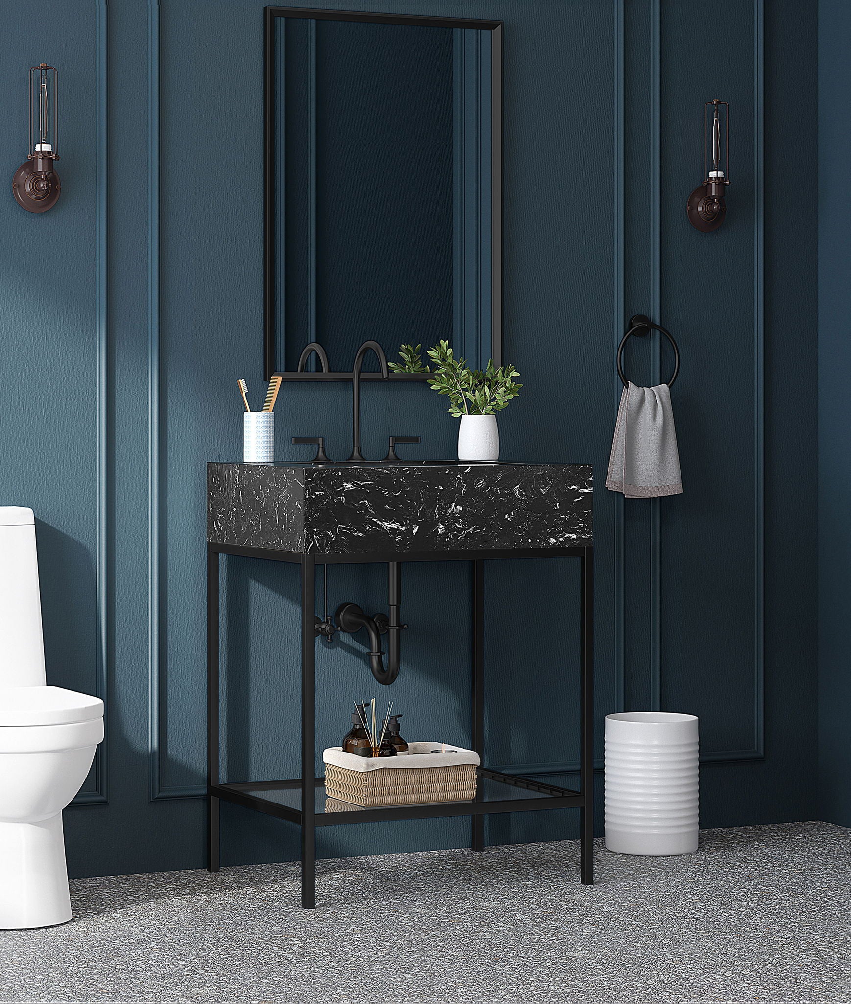 Marmo - Engineered Marble Bathroom Vanity With Black Base - Urban Living Furniture (Los Angeles, CA)