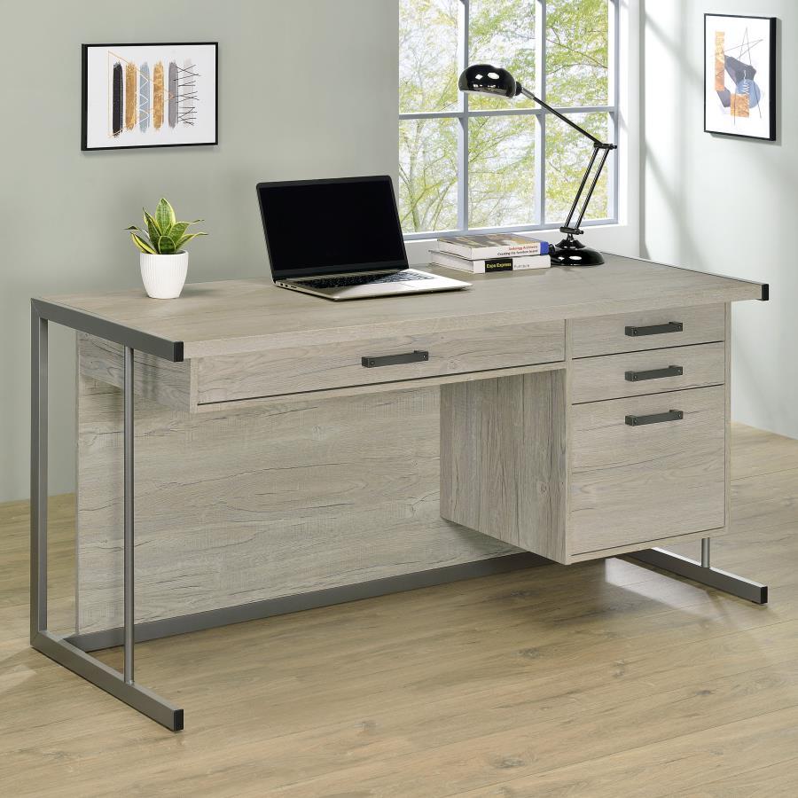 Loomis - 4-Drawer Computer Desk - Whitewashed Gray - Urban Living Furniture (Los Angeles, CA)