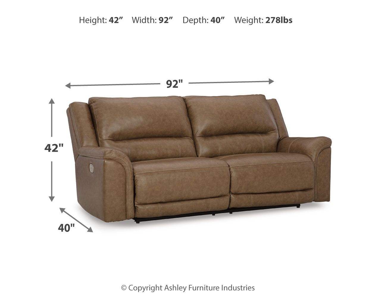 Trasimeno - Caramel - 2 Seat Pwr Rec Sofa Adj Headrest - Urban Living Furniture (Los Angeles, CA)