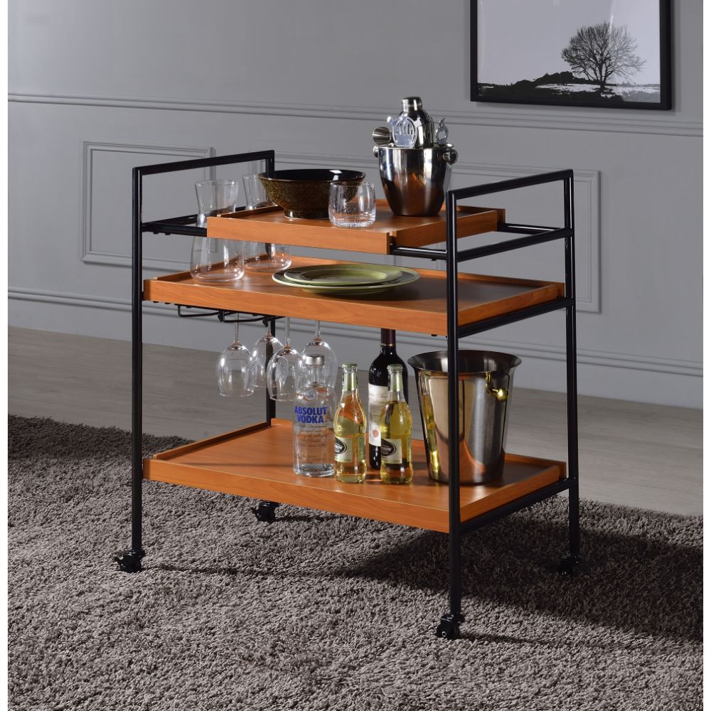 Oaken - Serving Cart - Honey Oak & Black - Urban Living Furniture (Los Angeles, CA)
