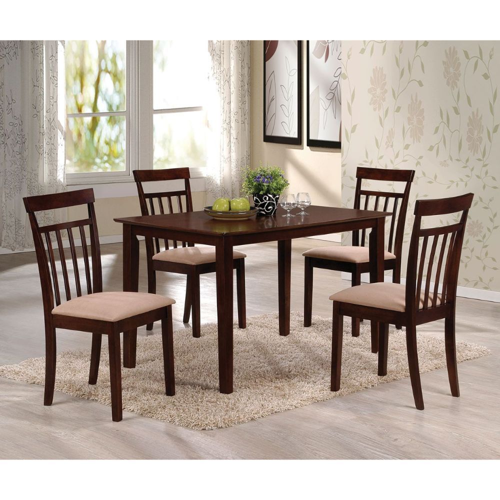 Samuel - 5 Piece Dining Set - Beige Microfiber &Espresso - Urban Living Furniture (Los Angeles, CA)