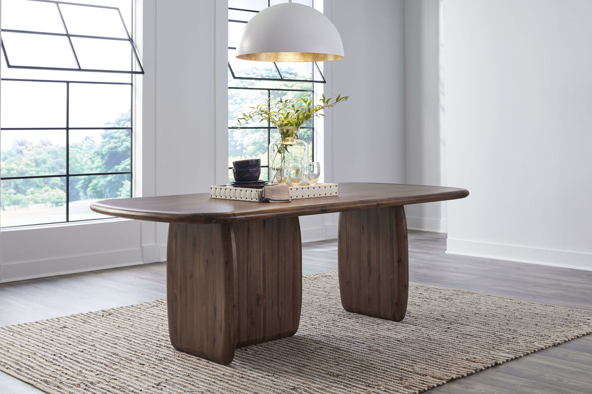 Xolani - Rectangular Acacia Wood Pedestal Table - Impala