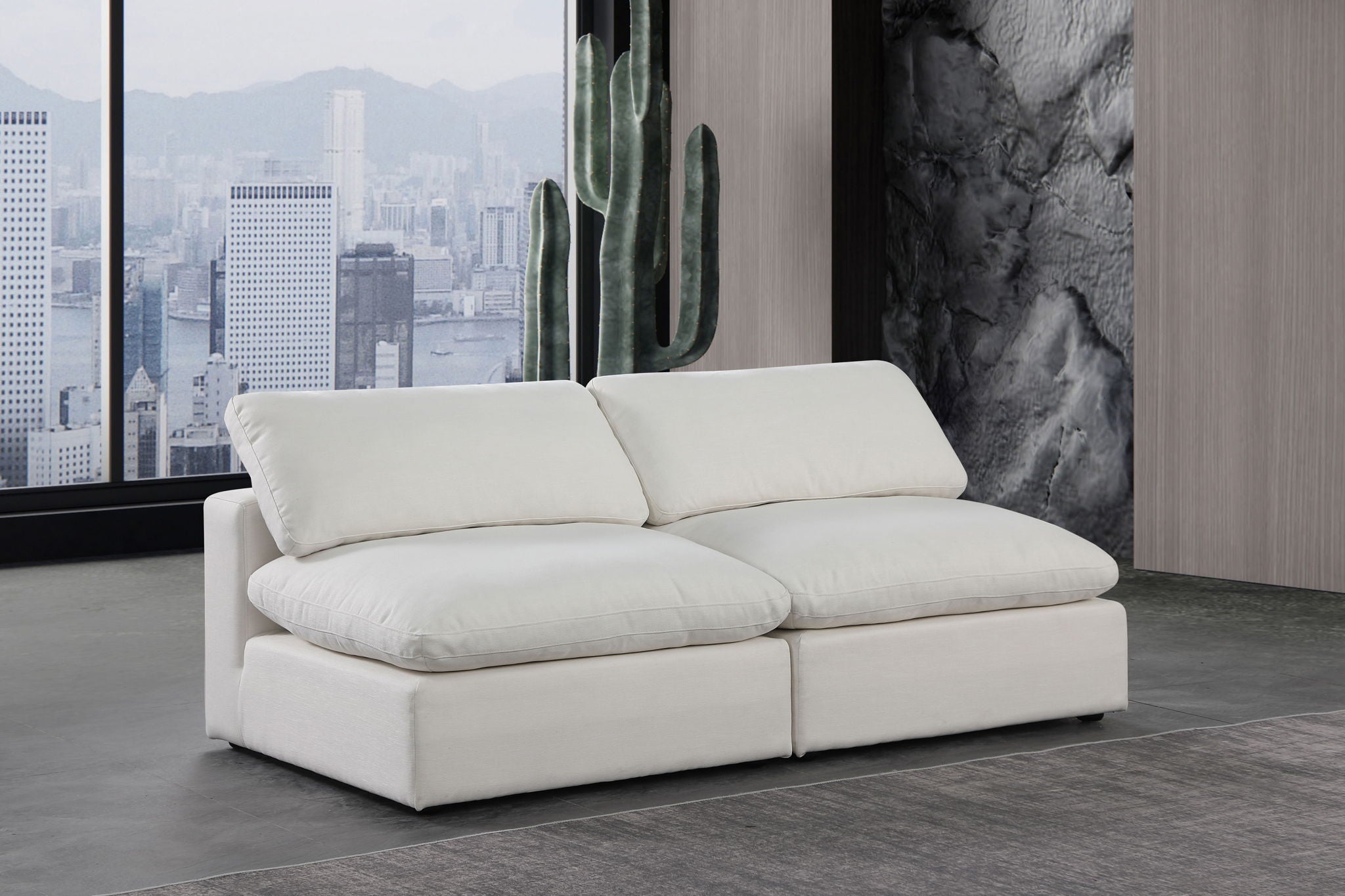 Comfy - Linen Modular Armless Sofa 2 Seats - Urban Living Furniture (Los Angeles, CA)