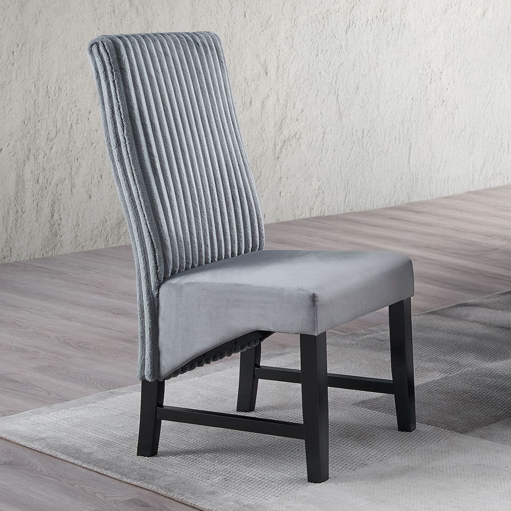 Kini - Side Chair (Set of 2) - Gray Corduroy & Black - Urban Living Furniture (Los Angeles, CA)