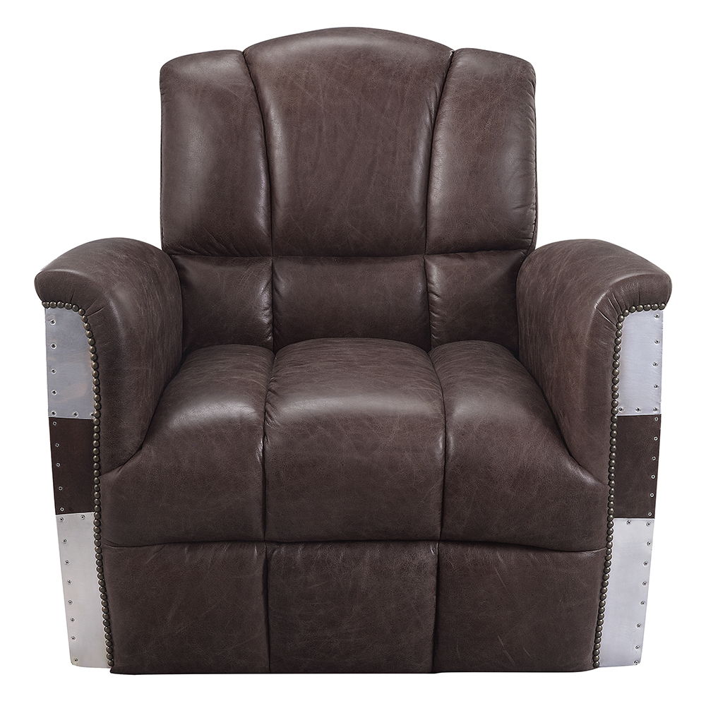 Brancaster - Accent Chair - Retro Brown Top Grain Leather & Aluminum - Urban Living Furniture (Los Angeles, CA)