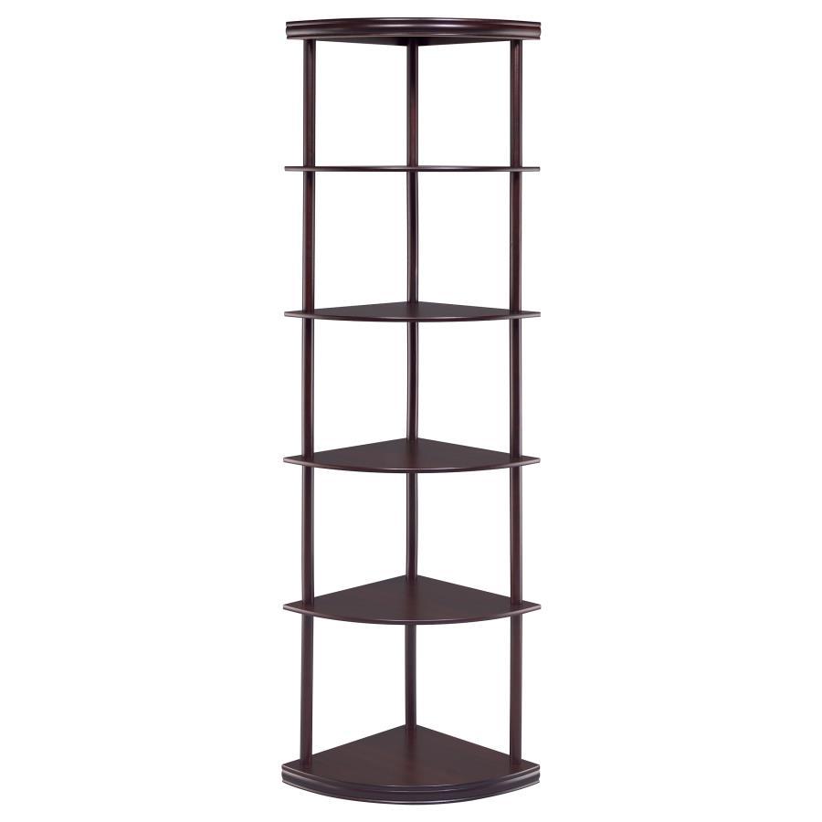 Bonwick - Wood 5-Shelf Corner Bookshelf - Cappuccino