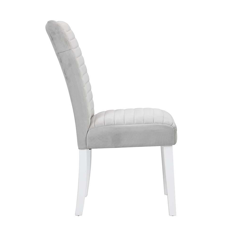 Elizaveta - Side Chair (Set of 2) - Gray Velvet &White High Gloss - Urban Living Furniture (Los Angeles, CA)