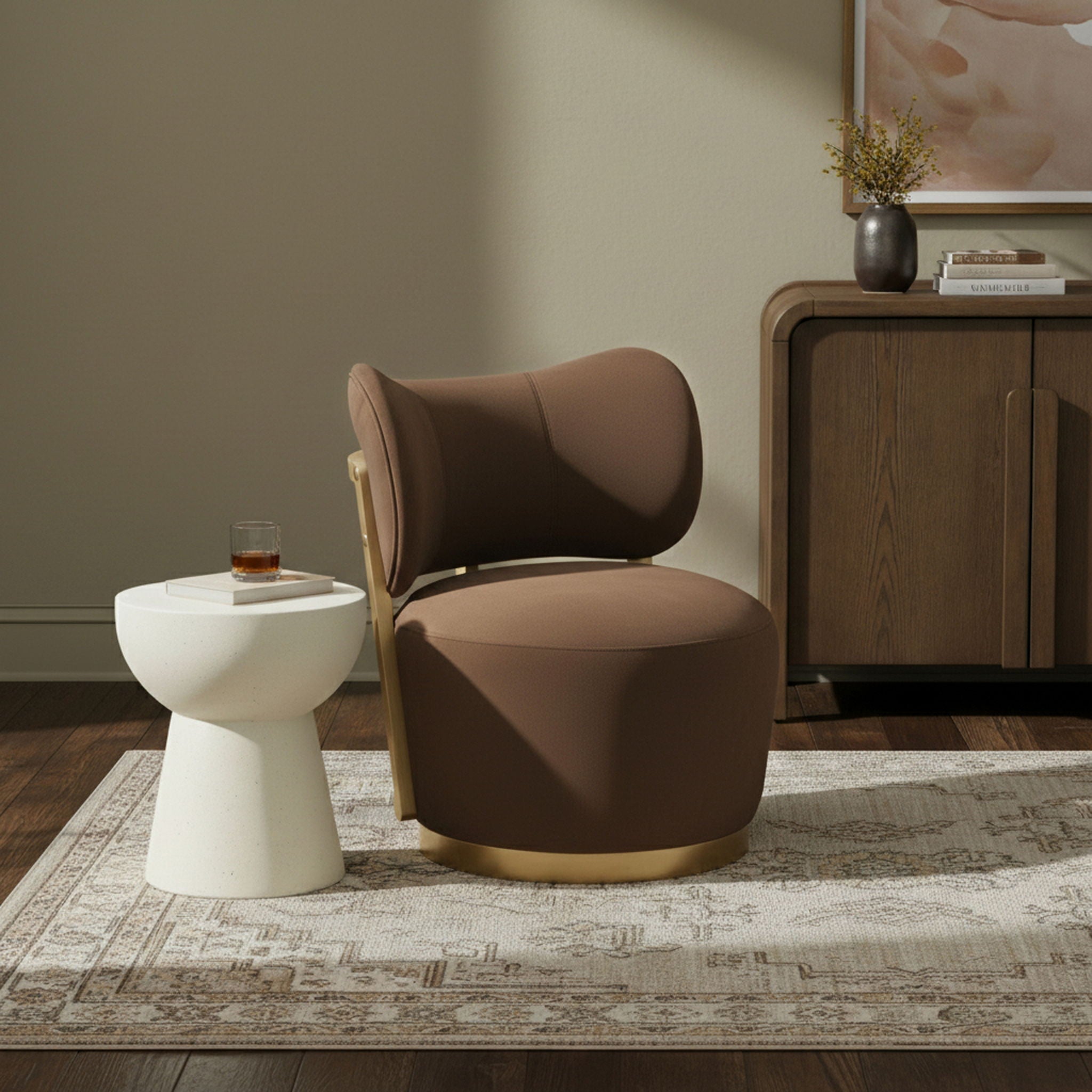 Elara - Velvet Upholstered Swivel Accent Chair - Stained Natural - Urban Living Furniture (Los Angeles, CA)