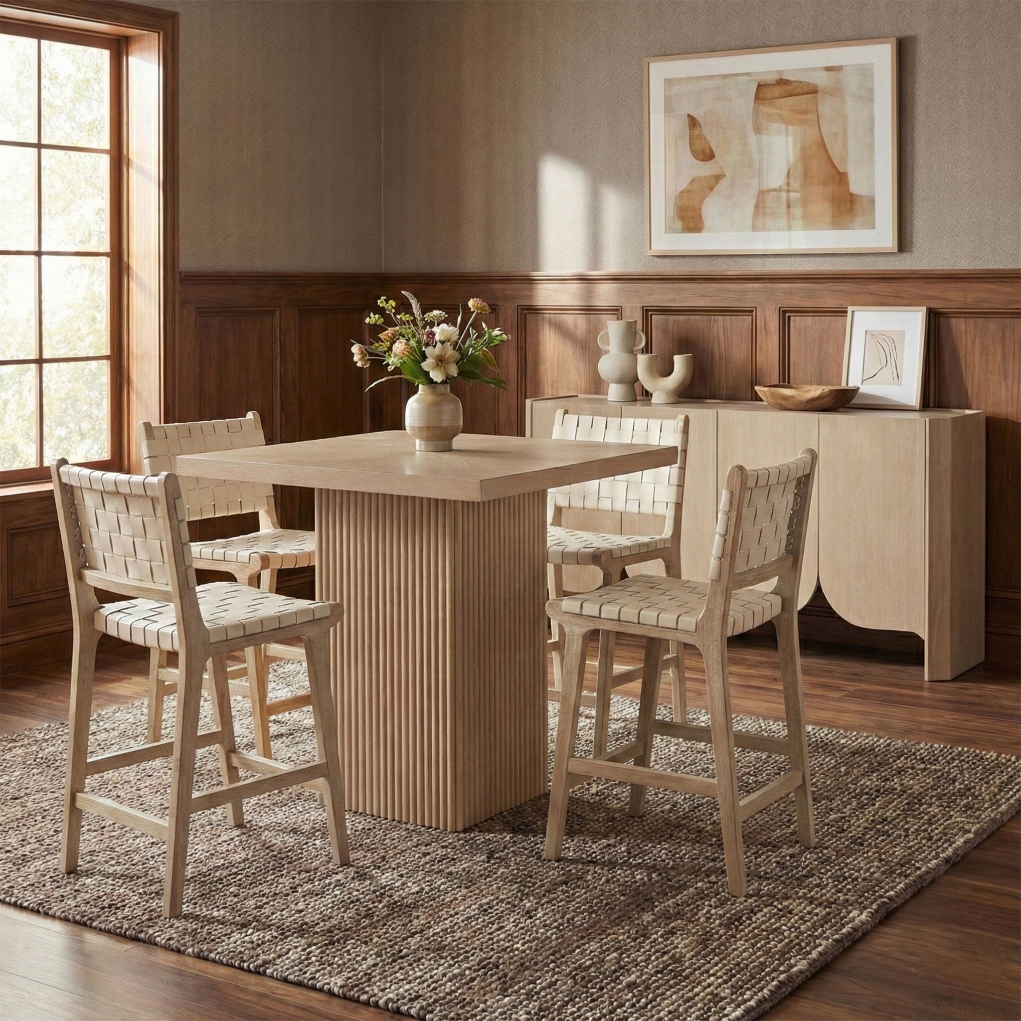 Entwine - Vegan Leather Upholstered Counter Stool - Painted Natural - Urban Living Furniture (Los Angeles, CA)