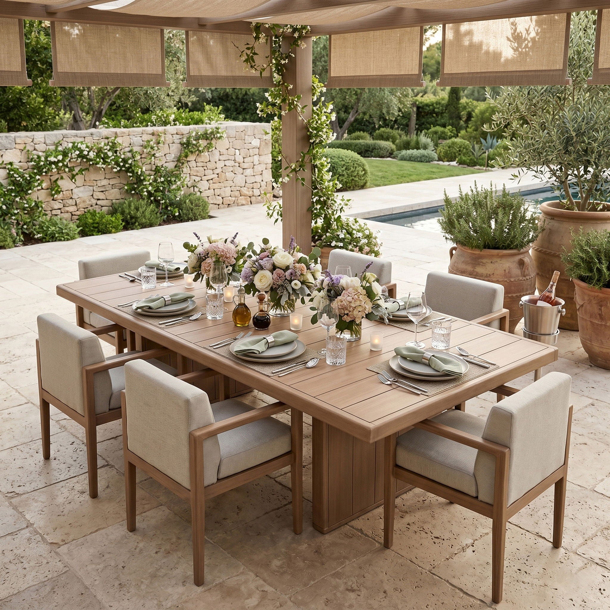 Solace - Acacia Wood Outdoor Patio Dining Table - Natural - Urban Living Furniture (Los Angeles, CA)