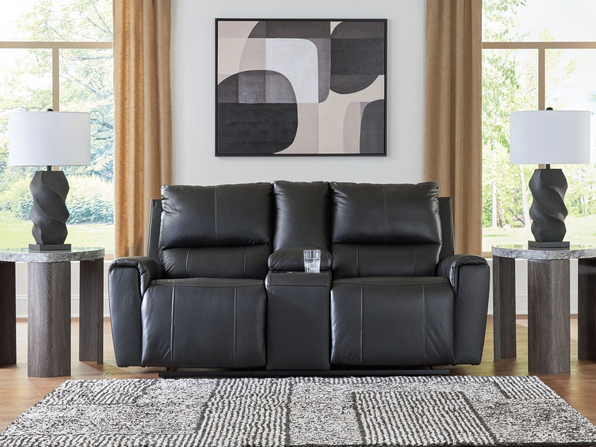 Glossmore - Reclining Loveseat With Console - Black - Urban Living Furniture (Los Angeles, CA)