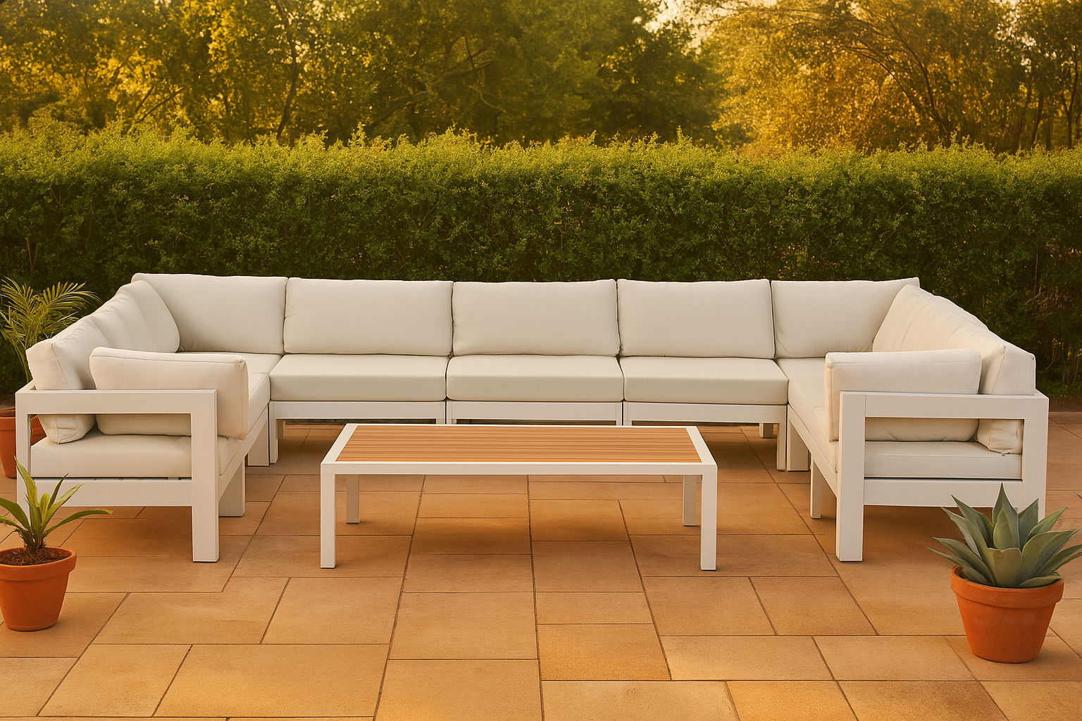 Nizuc - Outdoor Patio 9 Piece Modular Sectional With White Frame - Urban Living Furniture (Los Angeles, CA)