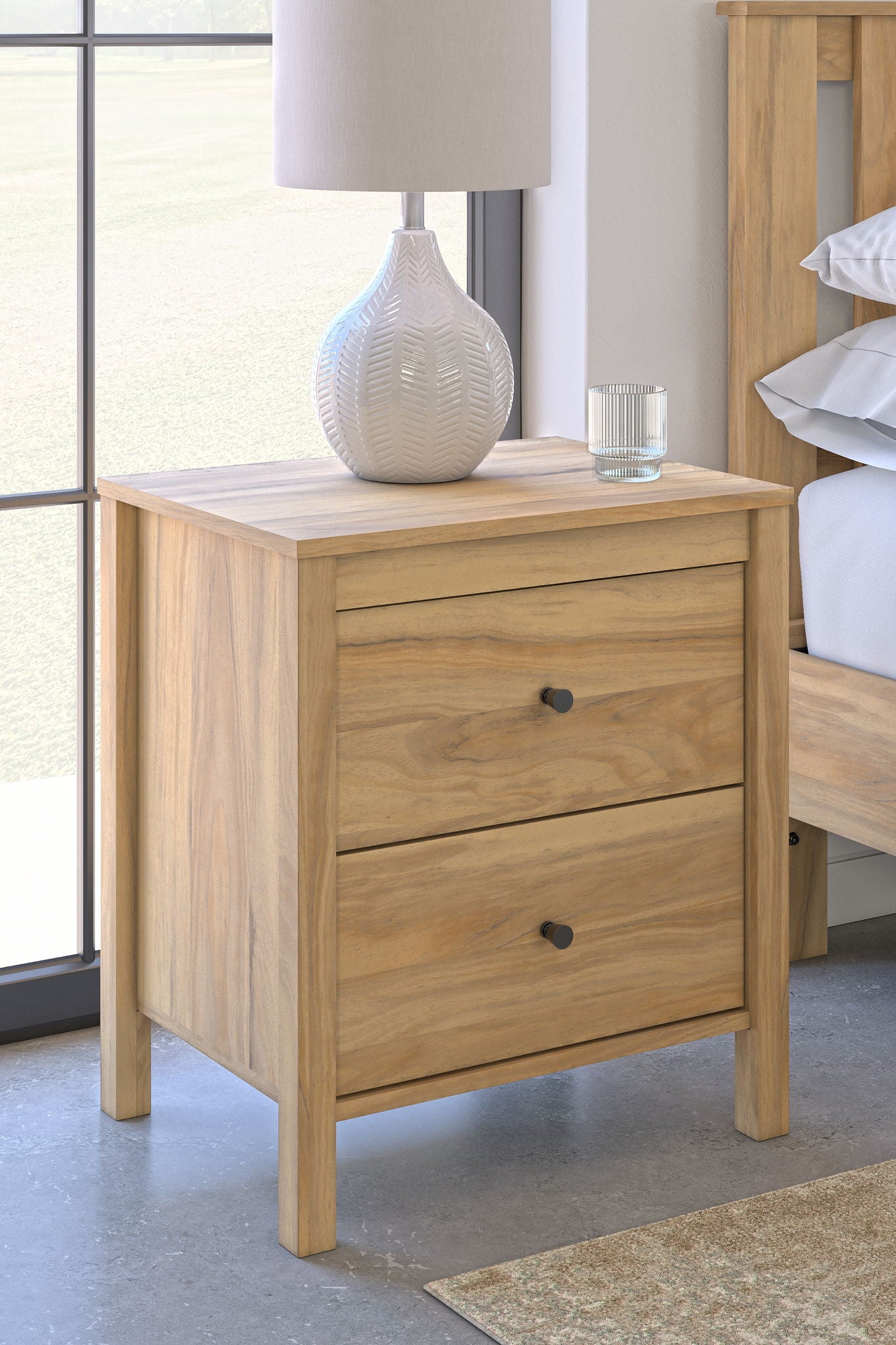 Bermacy - Light Brown - Two Drawer Night Stand - Urban Living Furniture (Los Angeles, CA)