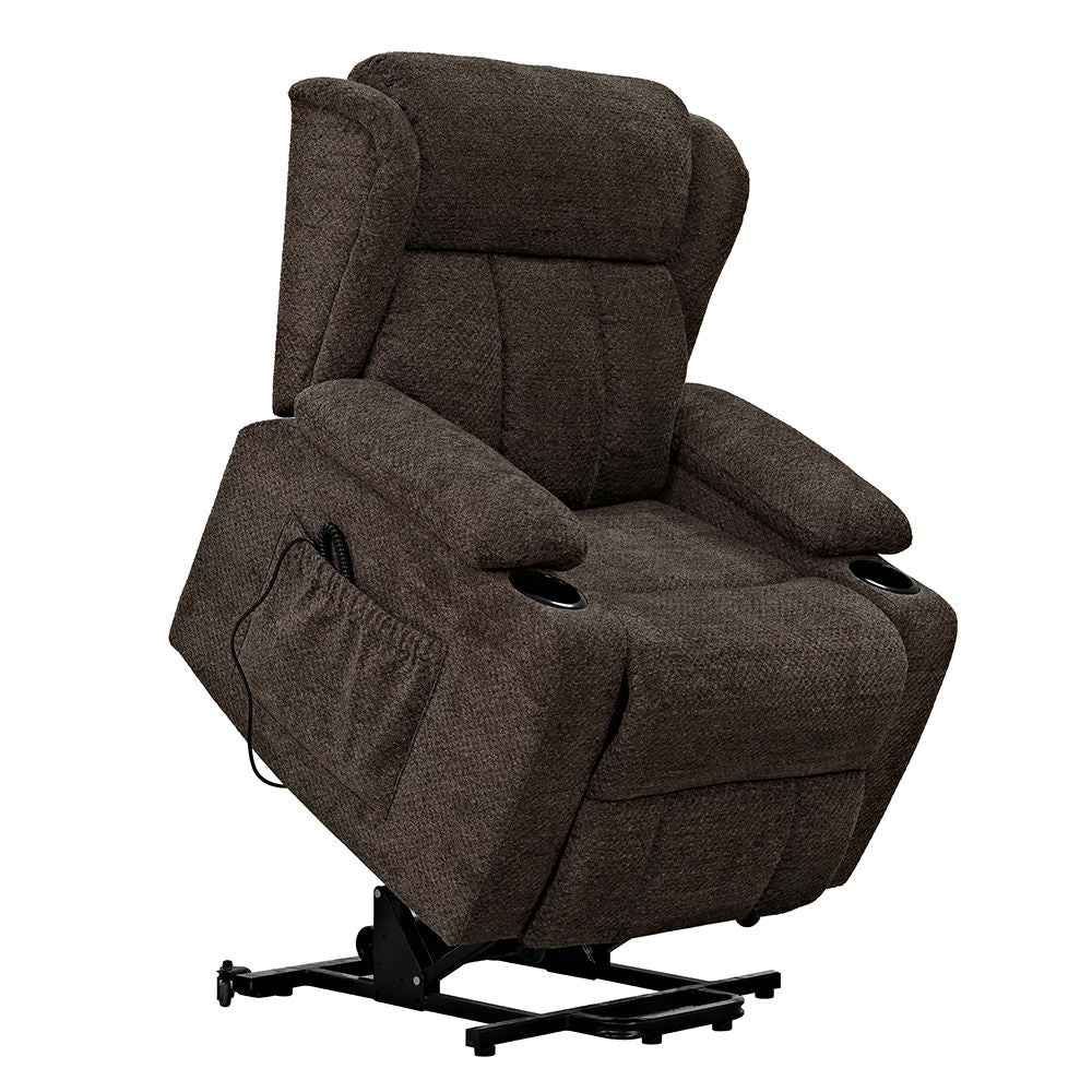 Lusio - Power Motion Recliner With Lift & Cup Holder - Brown - Urban Living Furniture (Los Angeles, CA)