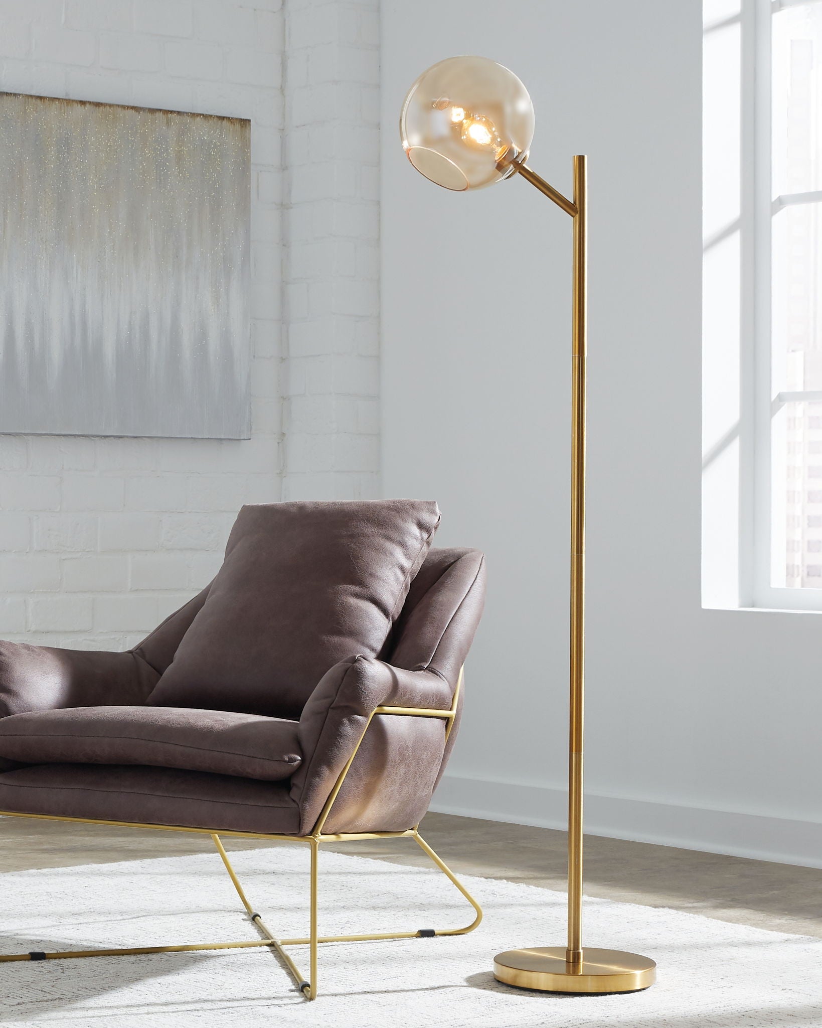 Abanson - Metal Floor Lamp - Amber / Gold Finish - Urban Living Furniture (Los Angeles, CA)