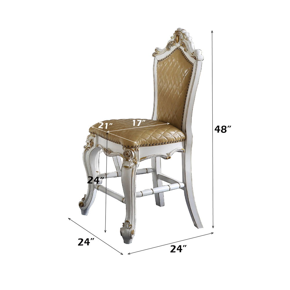 Picardy - Counter Height Chair (Set of 2) - Butterscotch Synthetic Leather & Antique Pearl