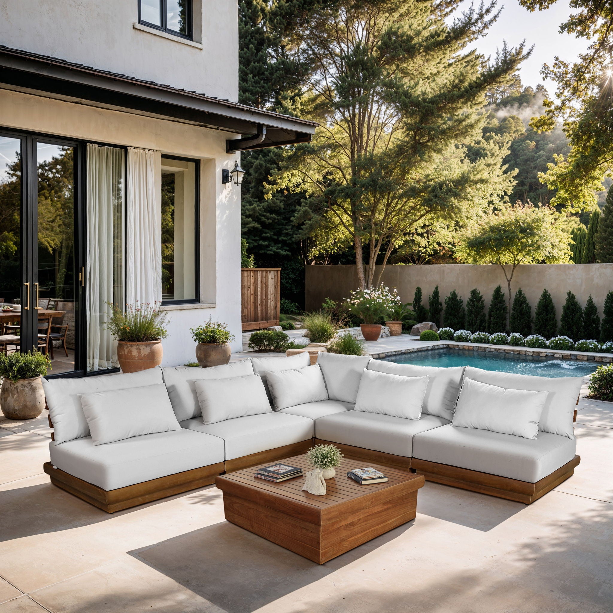 Mirella - 5 Piece Water Resistant Fabric Upholstered Outdoor Patio Modular Sectional - Urban Living Furniture (Los Angeles, CA)
