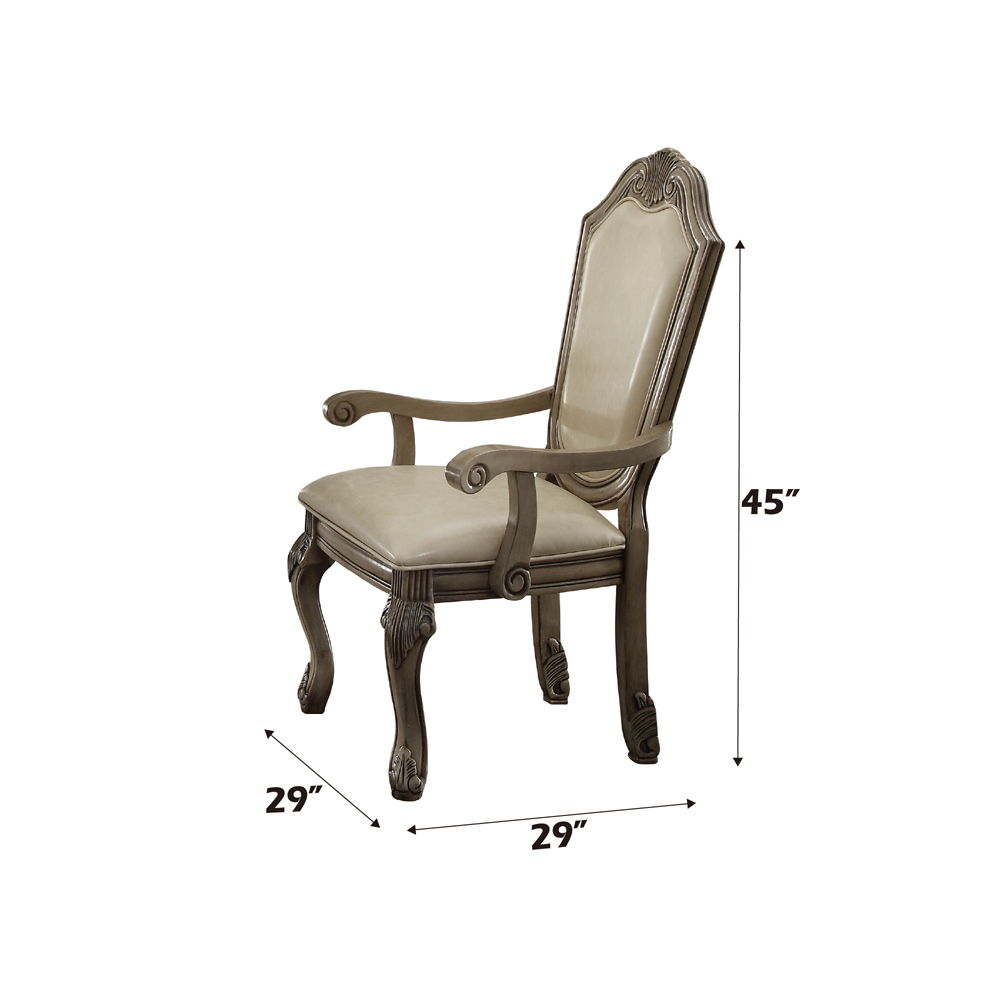 Chateau De Ville - Arm Chair (Set of 2) - Synthetic Leather & Antique White - Urban Living Furniture (Los Angeles, CA)