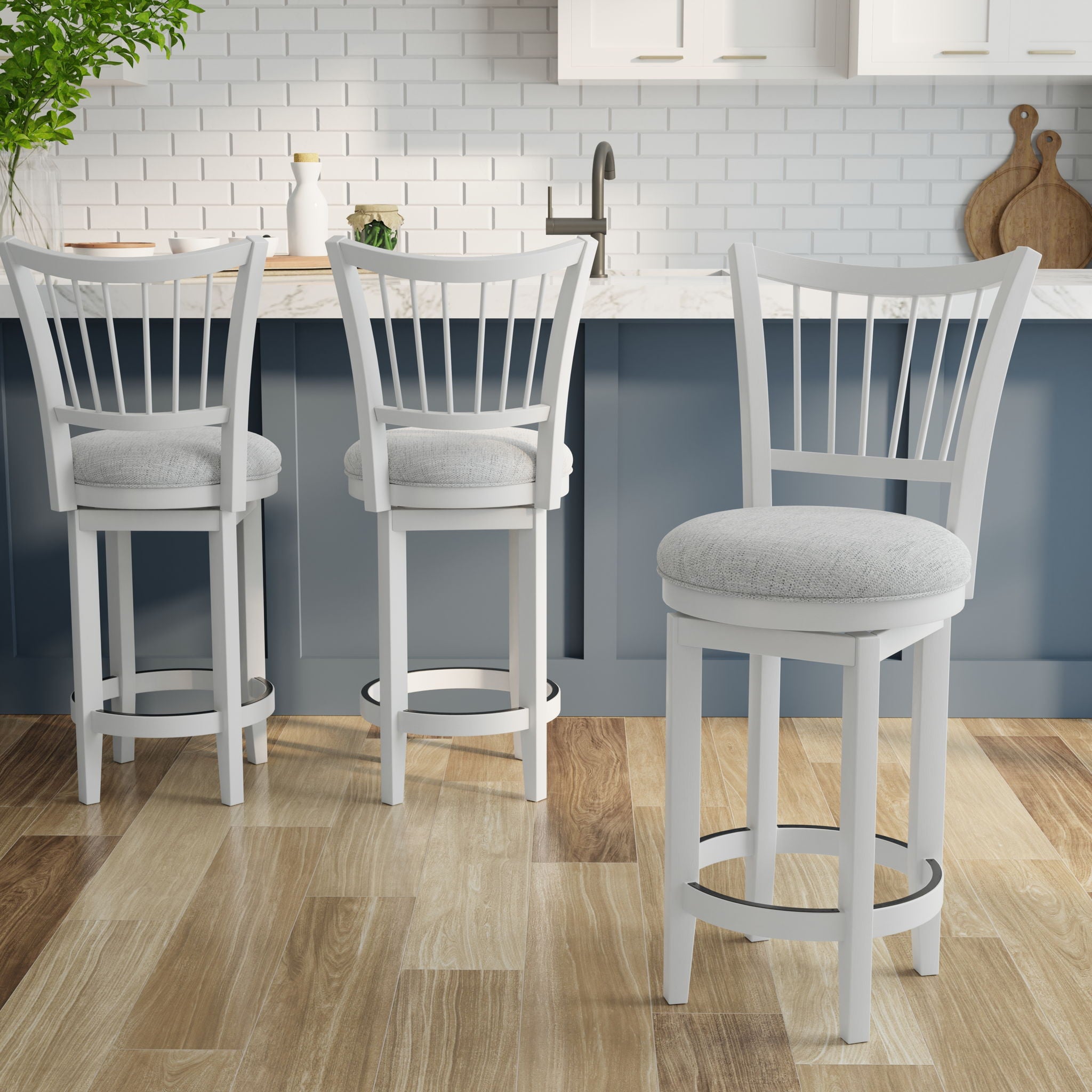 Americana Modern Dining - Spindle Back Swivel Barstool - Cotton - Urban Living Furniture (Los Angeles, CA)
