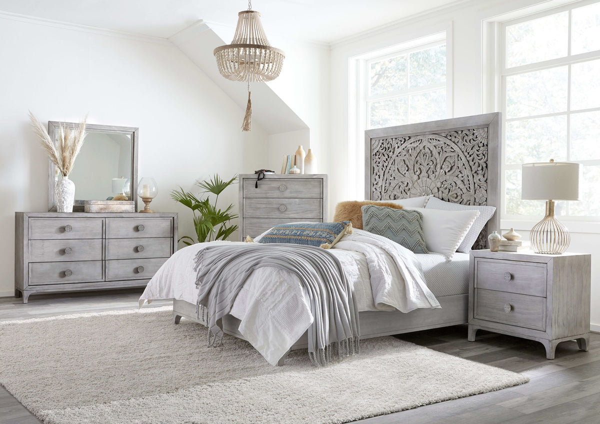 Boho Chic - Six-Drawer Dresser - Washed White (2024)