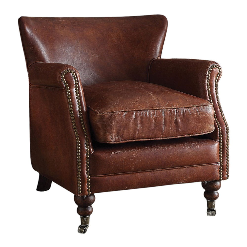 Leeds - Accent Chair - Vintage Dark Brown Top Grain Leather - Urban Living Furniture (Los Angeles, CA)