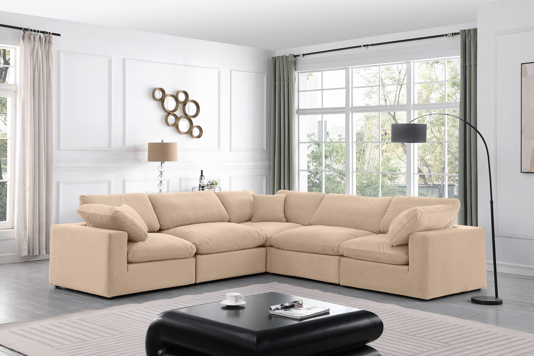 Comfy - 5 Piece Velvet Modular Corner Sectional
