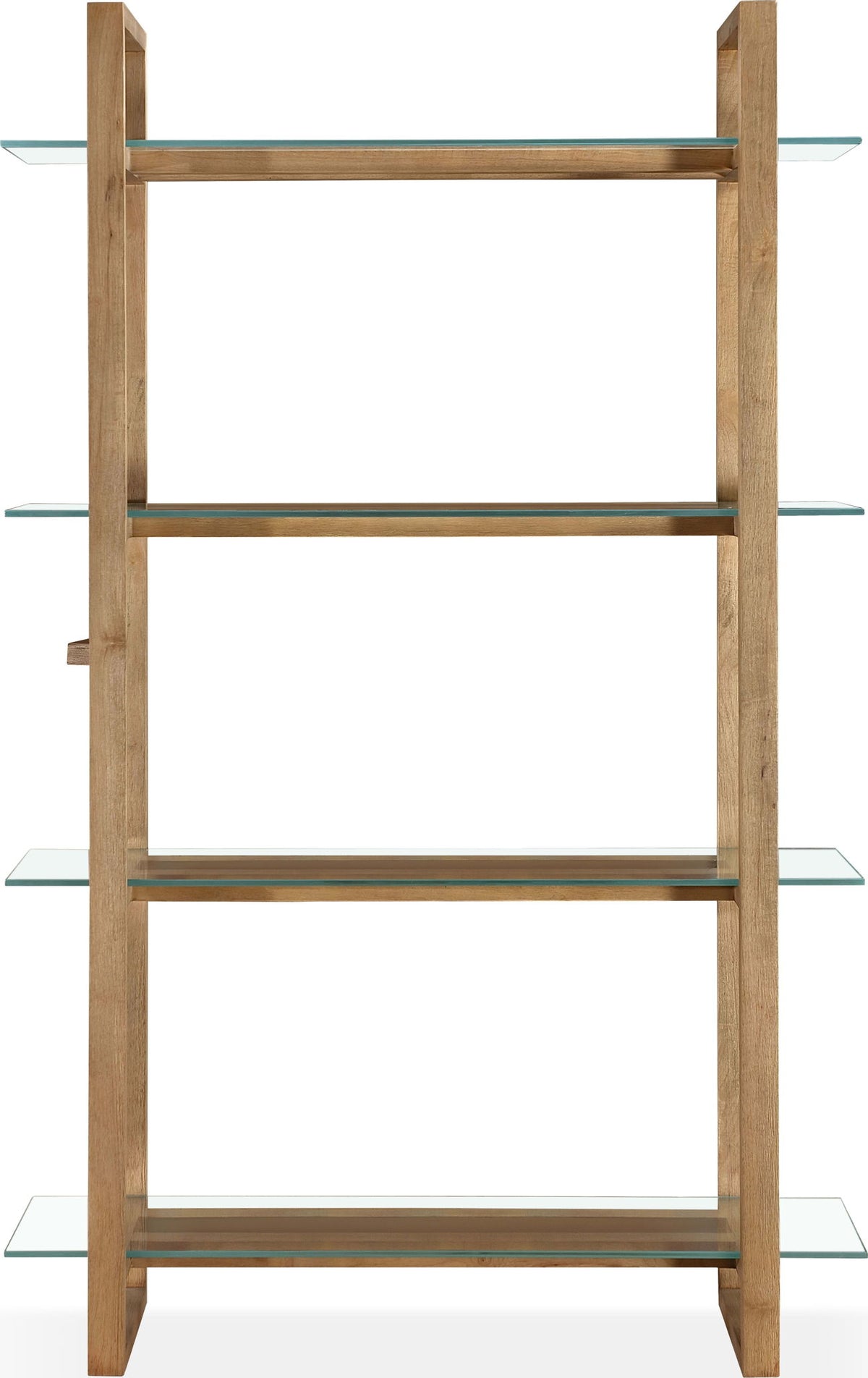 One - Modern Coastal Glass Solid Wood Shelf Bookcase - Bisque