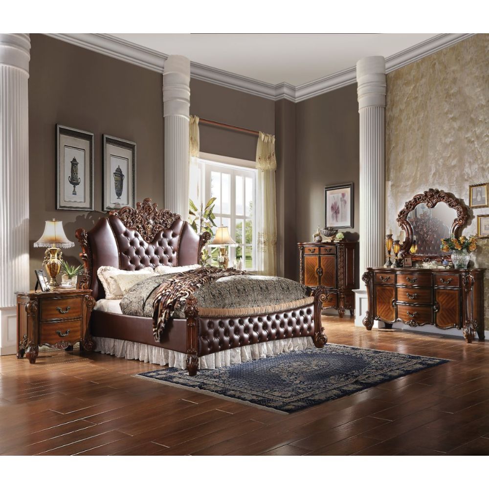 Vendome II - Queen Bed - PU & Cherry - Urban Living Furniture (Los Angeles, CA)