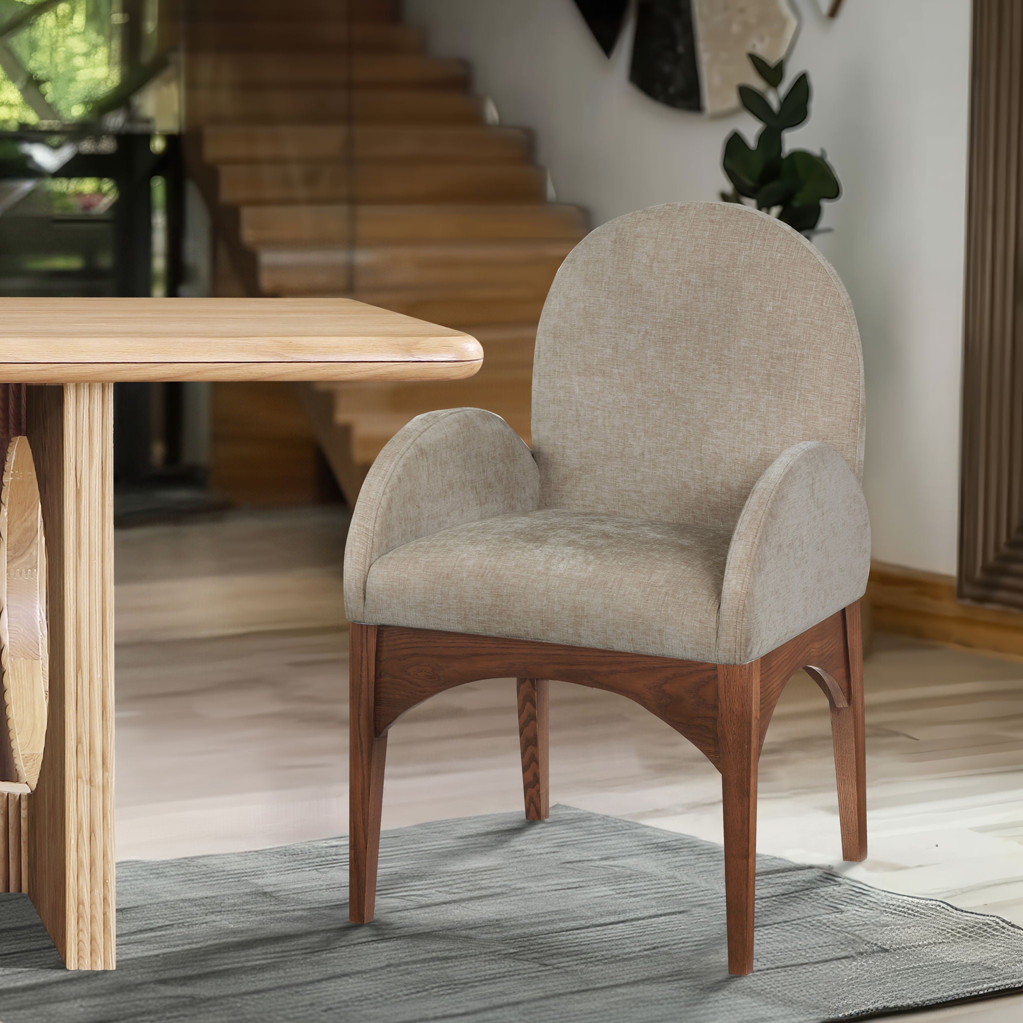 Waldorf - Chenille Dining Arm Chair With Brown Legs - Urban Living Furniture (Los Angeles, CA)