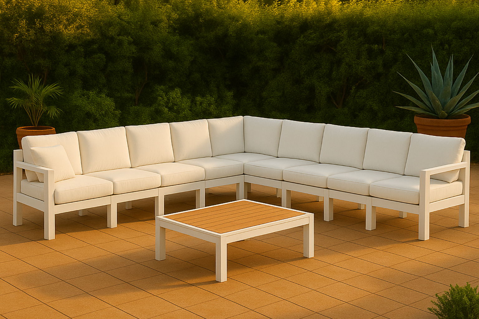 Nizuc - Outdoor Patio 9 Piece Modular Sectional With White Frame - Urban Living Furniture (Los Angeles, CA)