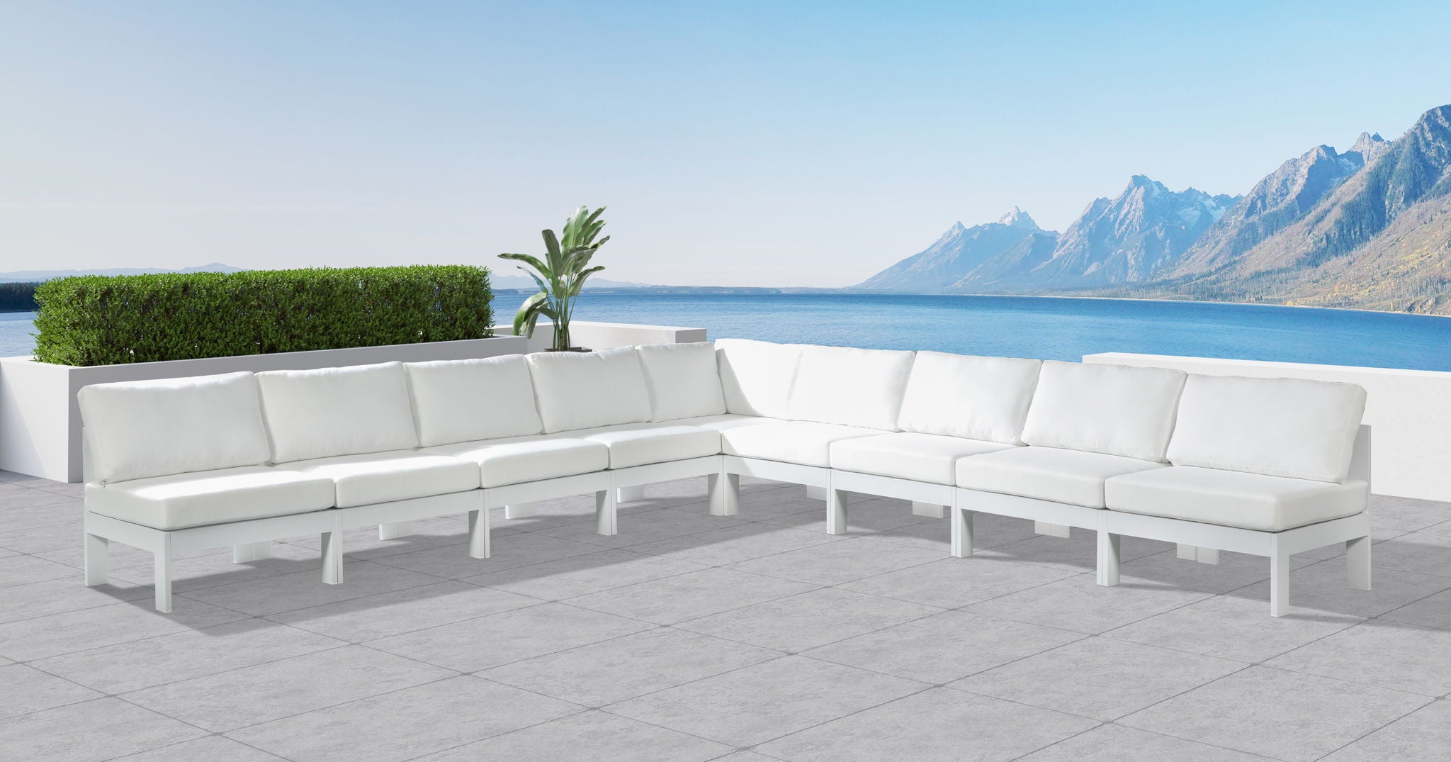 Nizuc - Outdoor Patio 9 Piece Modular Sectional With White Frame - Urban Living Furniture (Los Angeles, CA)